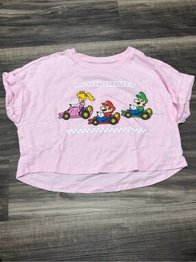 ⚡️2 for $10⚡️ Nintendo Pink Mario Kart Crop Tee with Character Graphic